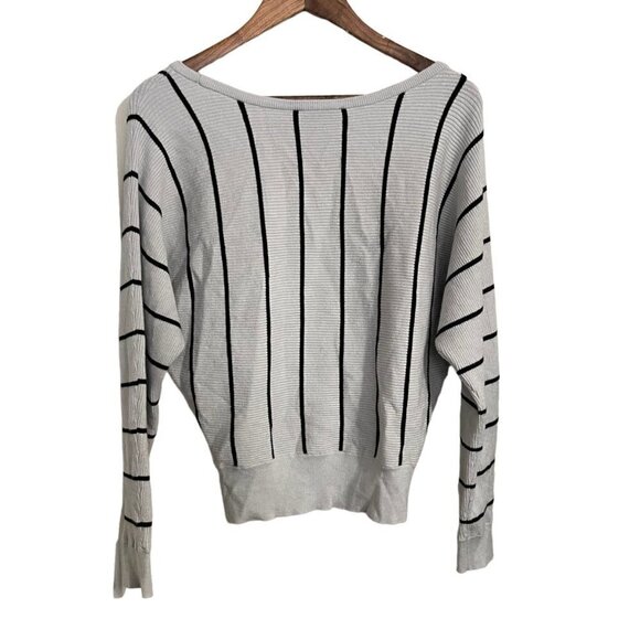 Express Womens Gray Black Striped Ribbed Dolman Sleeve Sweater Size Small - Picture 7 of 7